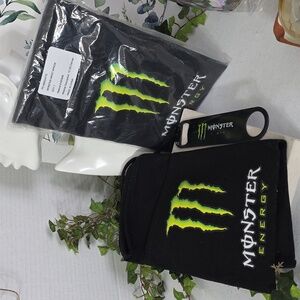 2 Black Monster Energy Drink Server 3 Pocket Apron  NEW